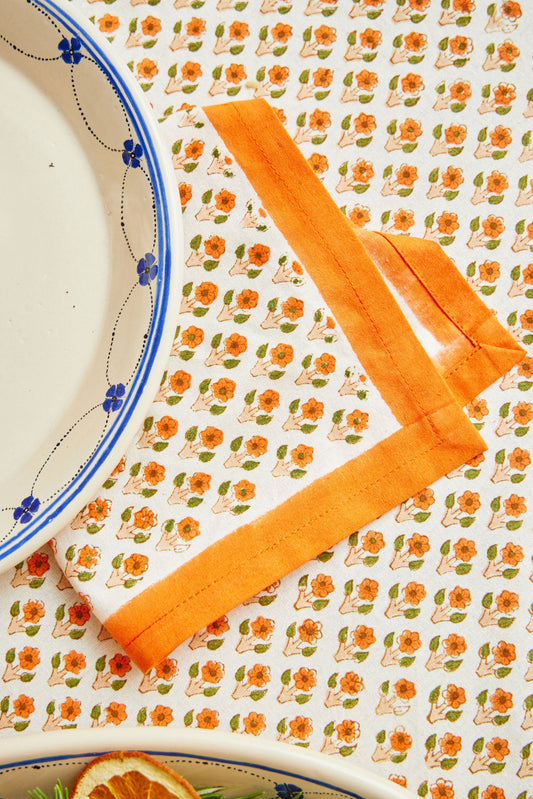 Orange Dainty Floral Tablecloth