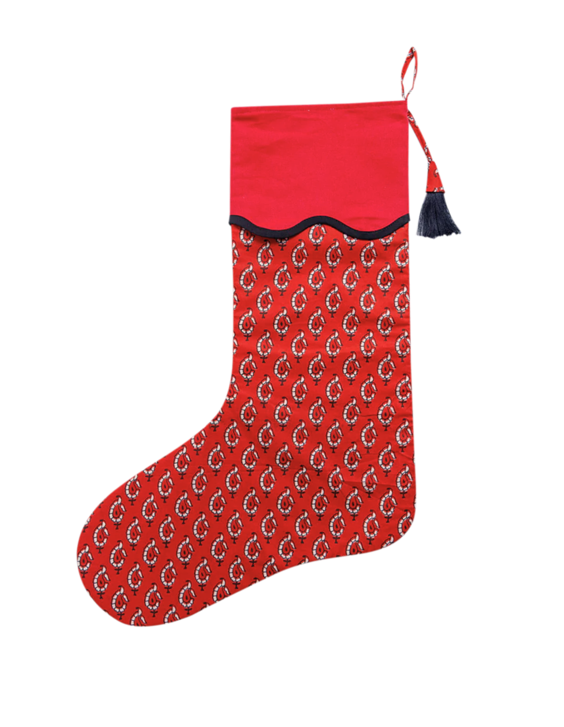 Crimson Scalloped Christmas Stocking