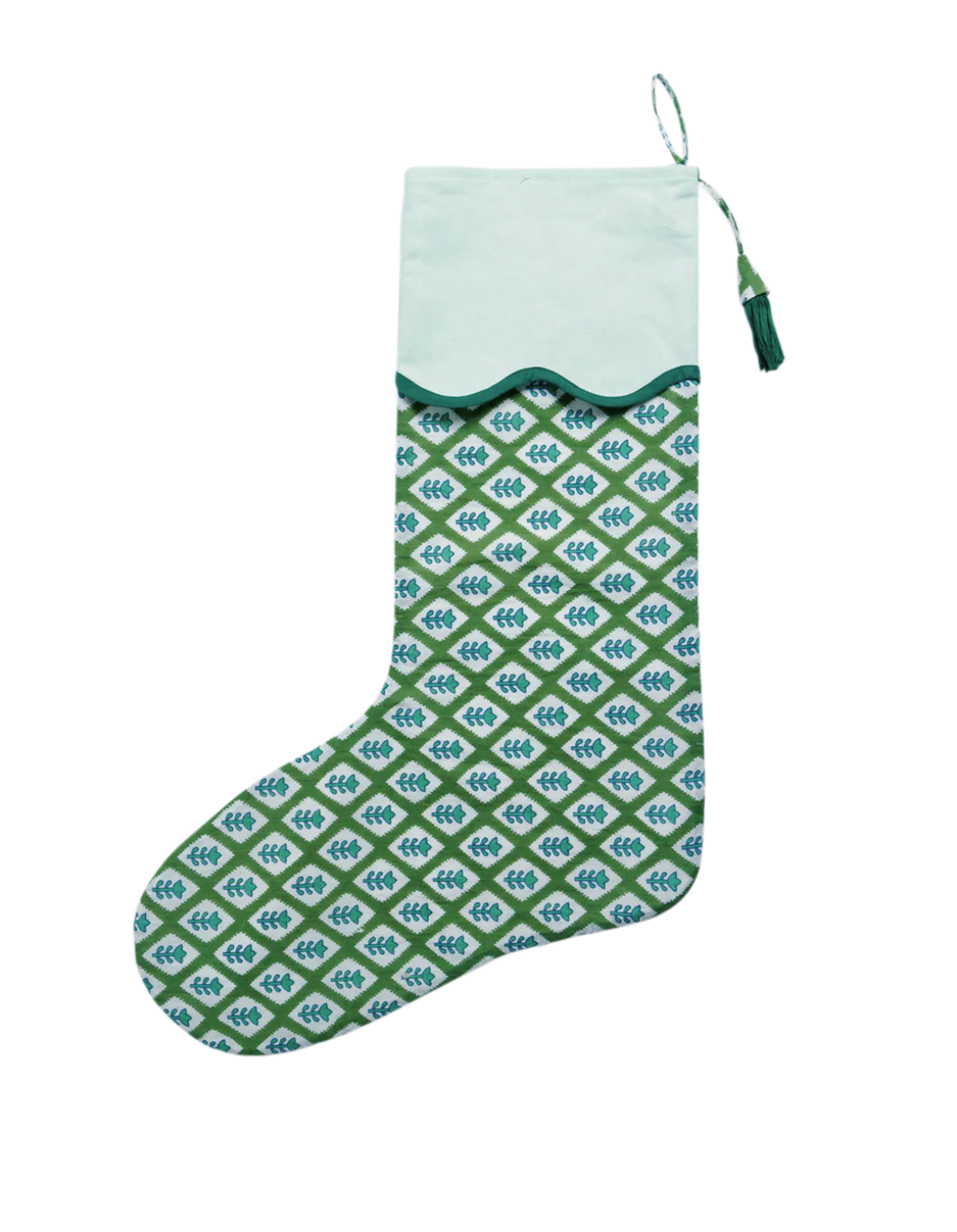 Garden Trellis Scalloped Christmas Stocking